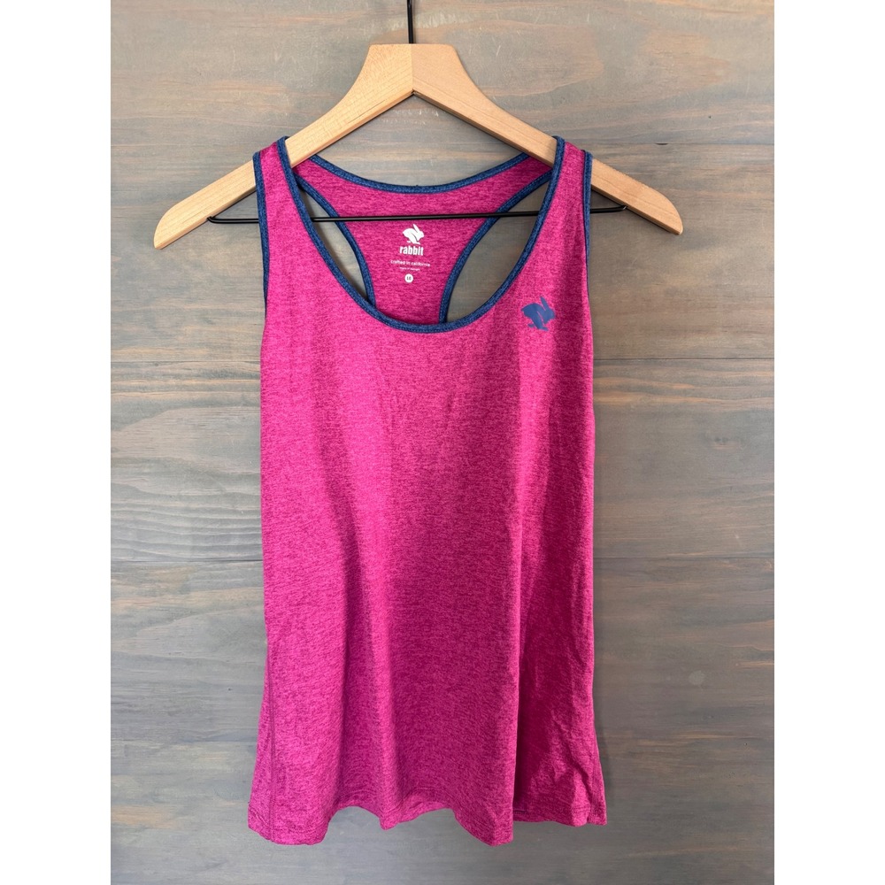 Rabbit Running Magenta Pink Heathered Racerback Activewear Tank Top Large LG